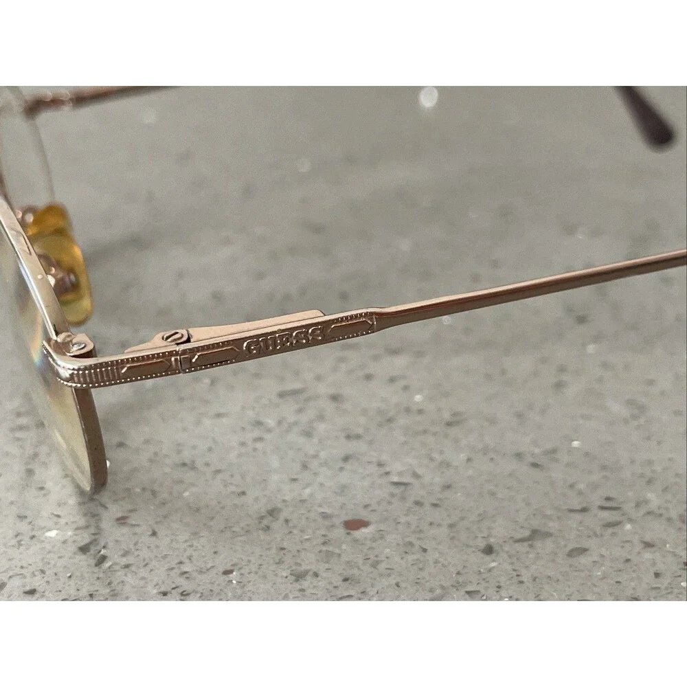 GUESS EYEGLASSES FRAMES ONLY BRN 47-20 140 gold round full rim